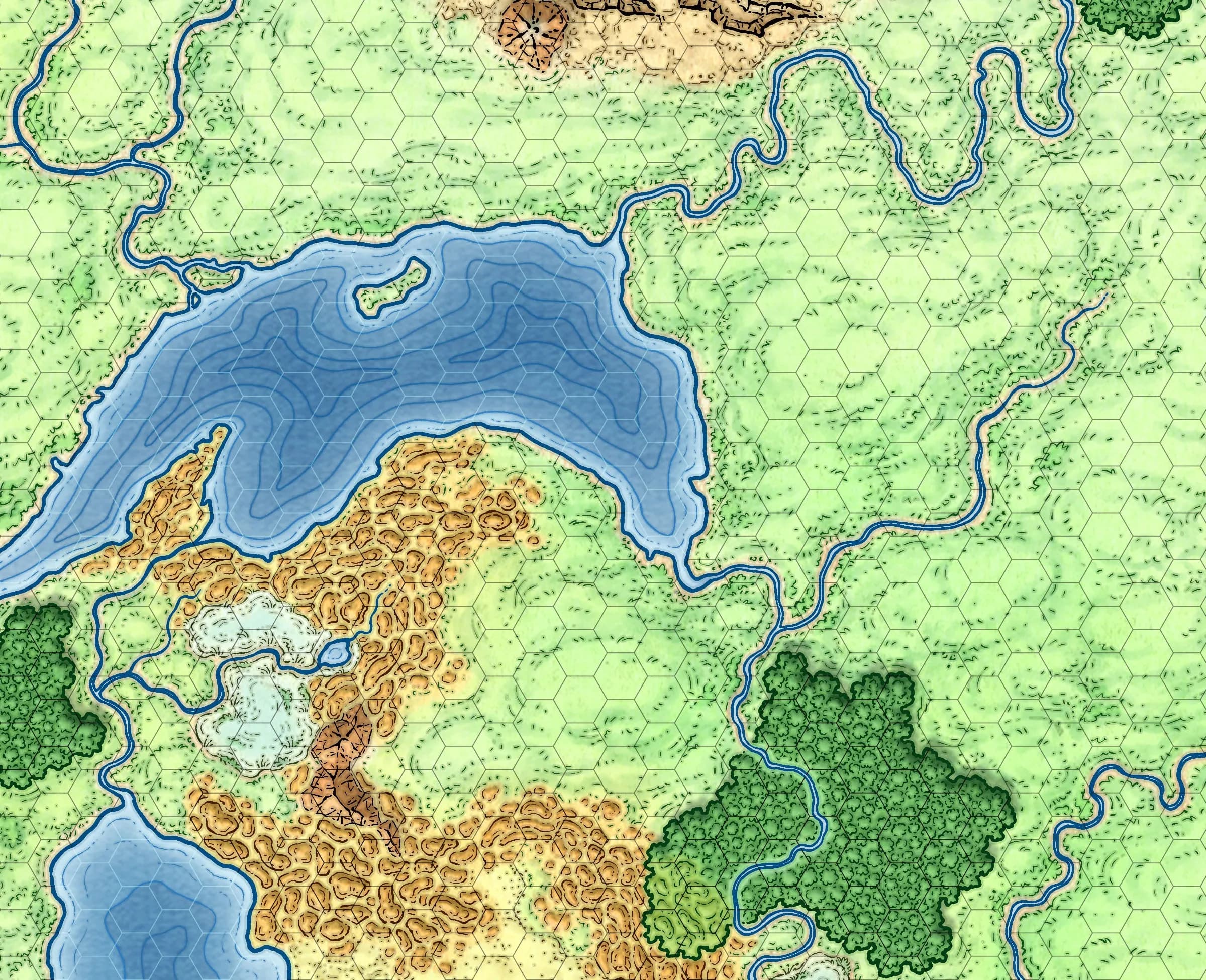 Hex map of The Duchy and County of Urnst by Mike Schley